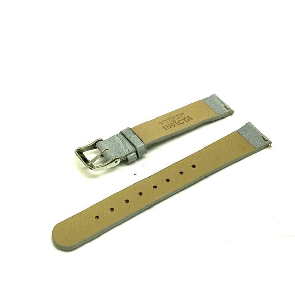 Invicta Women's Watch Replacement Band Blue-Gray Leather 16mm Lug Silver Clasp - Picture 5 of 5